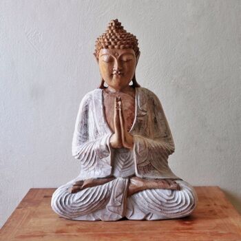 HCBS-20 - Statue de Bouddha Whitewash - 30cm Welcome - Vendu en 1x unité/s par extérieur 2