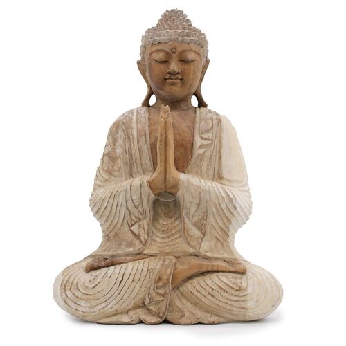 HCBS-22 - Buddha Statue Whitewash - 40cm Welcome - Sold in 1x unit/s per outer