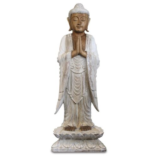 HCBS-24 - Buddha Statue Standing - Whitewash - 1m Welcome - Sold in 1x unit/s per outer