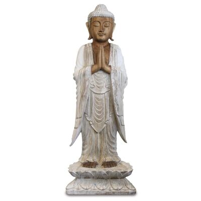 HCBS-24 – Buddha-Statue stehend – Weiß getüncht – 1 m Willkommen – Verkauft in 1x Einheit/en pro Außenhülle