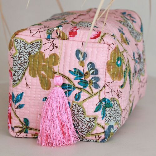 Blockprint toiletry bag Fez soft pink M