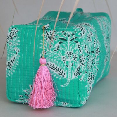 Trousse de toilette Blockprint Fez menthe M