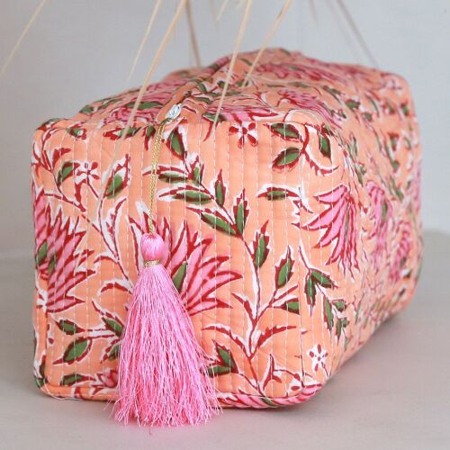 Blockprint toiletry bag Fez orange M