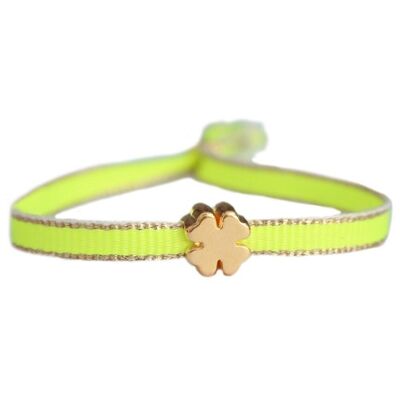 Bracelet trèfle doré jaune fluo