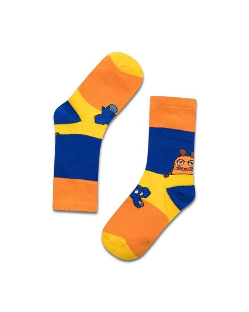koaa – Maus & Elefant "Color Block" – Socks blue/yellow/orange