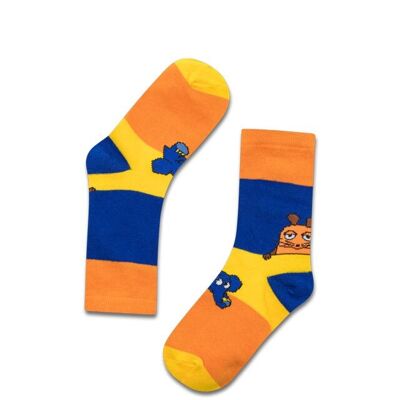 koaa - Mouse & Elephant "Color Block" - Socks blue/yellow/orange