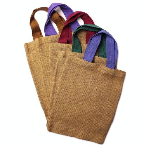 JSB-01 - Jute Tote Bag - 5 assorted colour handles - Sold in 10x unit/s per outer