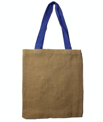 JSB-03 - Grand sac fourre-tout en jute - 5 poignées de couleurs assorties - Vendu en 10x unité/s par extérieur 3