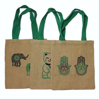 JSB-04 - Large Jute Tote Bag - 3 assorted designs - Sold in 6x unit/s per outer