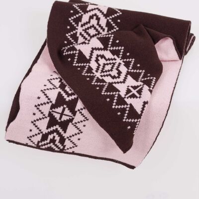 Brown and White Jacquard Scarf