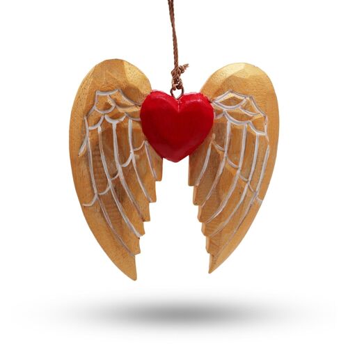 WXD-04 - Gold Xmas Angel Wing & Heart - White detail - Sold in 2x unit/s per outer