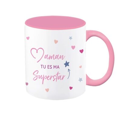 Fête des Mères - Mug VintageArt Mama « Maman tu es ma Superstar » -rose-