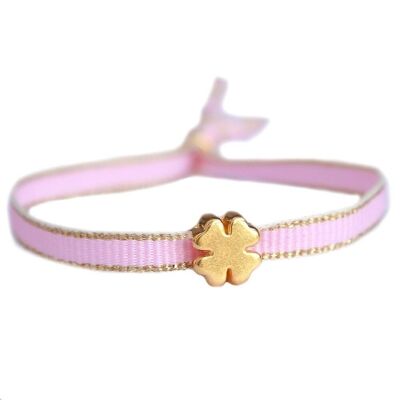 Armband goldener Klee rosa