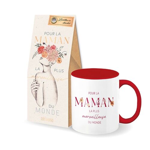 Fête des Mères - Set-cadeau maman tasse + lentilles au chocolat « Maman merveilleuse »