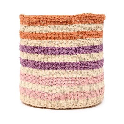 SAFIRI : Panier de rangement tissé à rayures orange, rose et violet