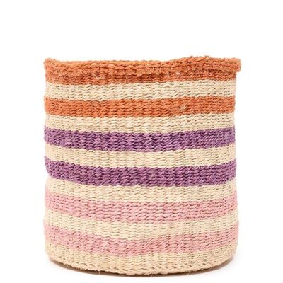 SAFIRI: cesta de almacenamiento tejida con rayas naranjas, rosas y moradas