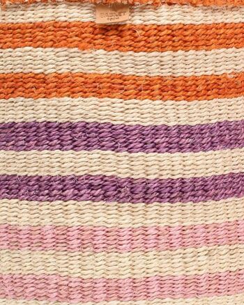 SAFIRI : Panier de rangement tissé à rayures orange, rose et violet 5
