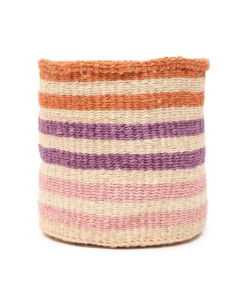 SAFIRI: Orange, Pink & Purple Stripe Woven Storage Basket