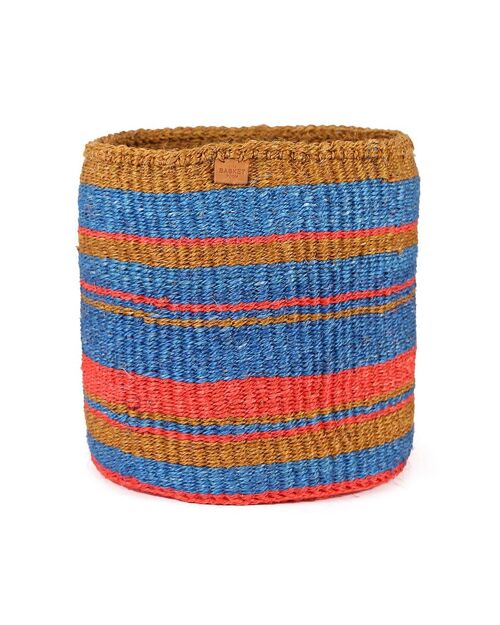 KAMATA: Teal, Gold & Red Stripe Woven Storage Basket