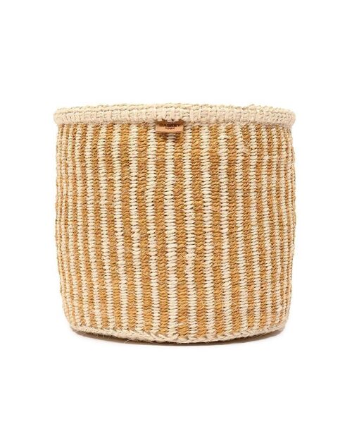 HOTUBA: Gold Pinstripe Woven Storage Basket