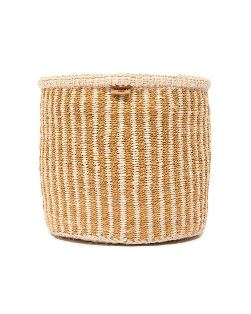 HOTUBA: Gold Pinstripe Woven Storage Basket