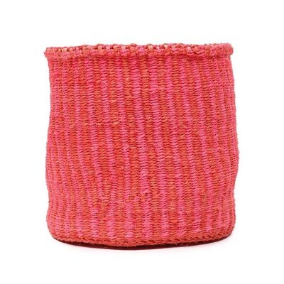 KIWANDA: Red & Pink Pinstripe Woven Storage Basket