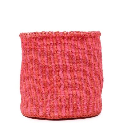 KIWANDA: Red & Pink Pinstripe Woven Storage Basket