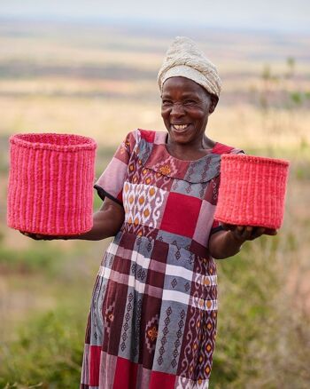 KIWANDA: Panier de rangement tissé à rayures rouges et roses 8