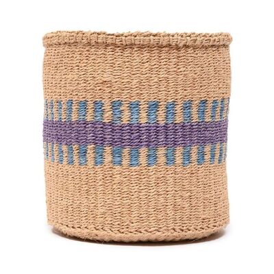 HUDUMA: Purple & Blue Stripe Woven Storage Basket