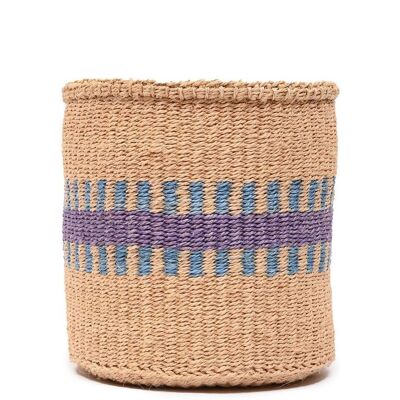 HUDUMA: Purple & Blue Stripe Woven Storage Basket