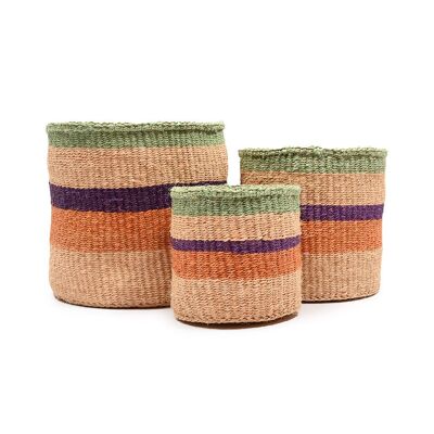 RELI: cesta de almacenamiento tejida con rayas naranjas, moradas y verdes