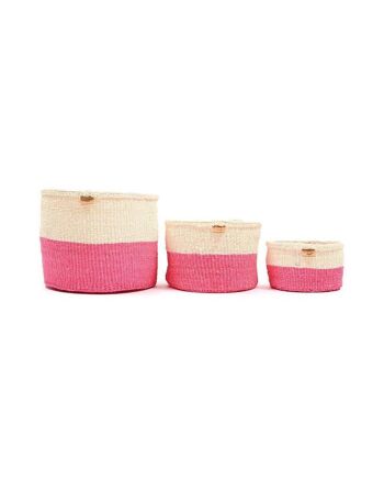 HOJI : Panier tissé à blocs de couleur rose vif 3