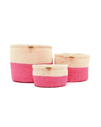HOJI : Panier tissé à blocs de couleur rose vif 7