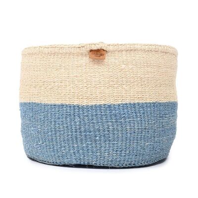 MKOA: Sky Blue Colour Block Woven Basket