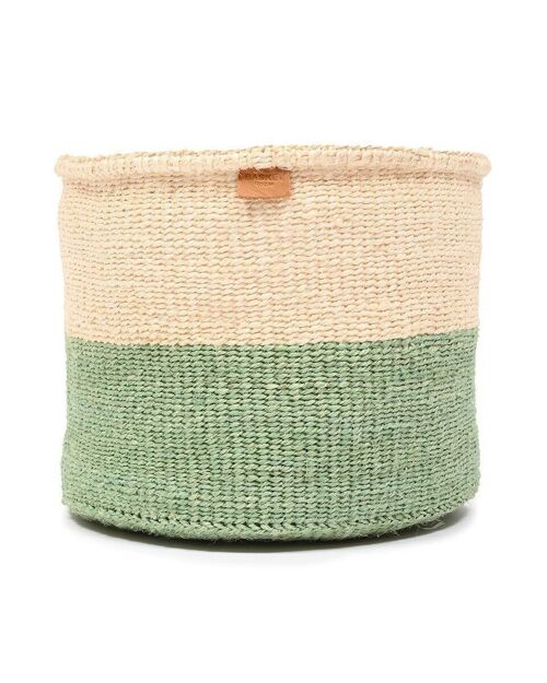 WILAYA: Green Colour Block Woven Basket