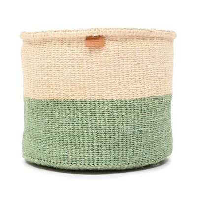 WILAYA: Green Colour Block Woven Basket