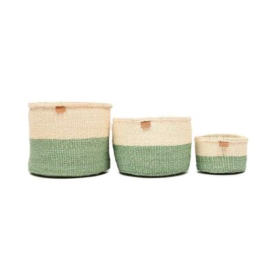 WILAYA: Green Colour Block Woven Basket