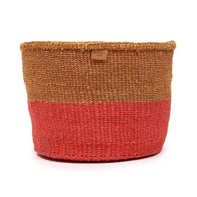 HELA: Gold & Red Duo Colour Block Woven Basket