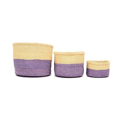 KODI: Lavender & Yellow Duo Colour Block Woven Basket