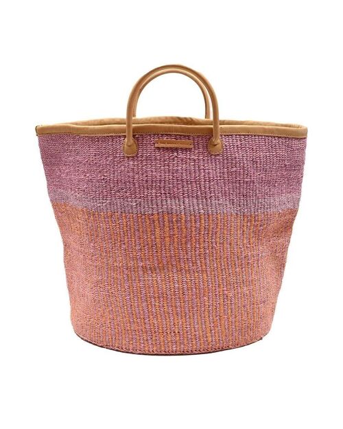 TENGUA: Orange, Pink & Purple Stripe Woven Laundry Basket