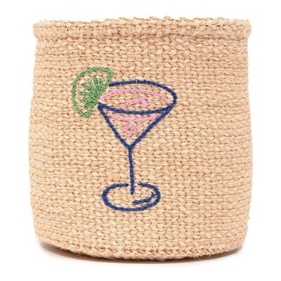 COCKTAIL: Party Motif Embroidered Woven Storage Basket