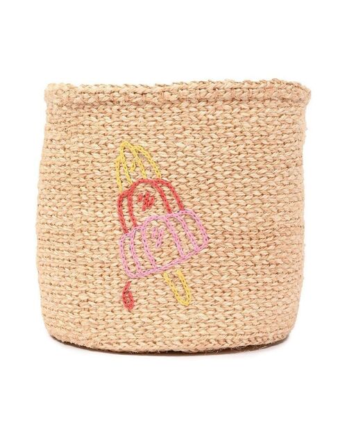 LOLLY: Summer Motif Embroidered Woven Storage Basket