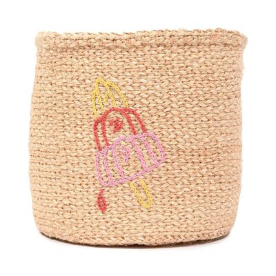 LOLLY: Summer Motif Embroidered Woven Storage Basket