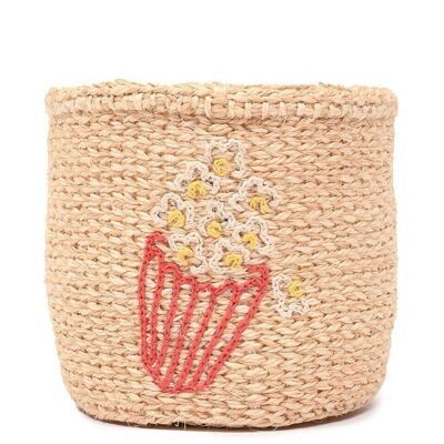 POPCORN: Snack Motif Embroidered Woven Storage Basket