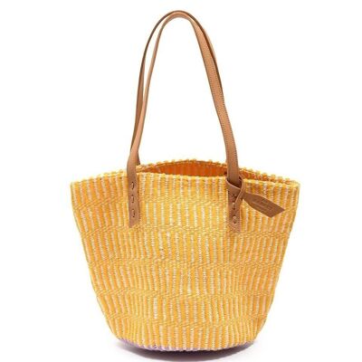 CHOMBO: Tote bag en laine et sisal jaune soleil