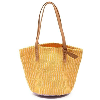 CHOMBO: Bolso tote amarillo soleado de lana y sisal
