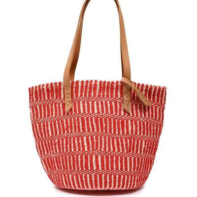 CHIMBA: Einkaufstasche aus heißer roter Wolle und Sisal