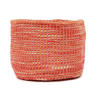 KATIKA: cesta de almacenamiento tejida con teñido anudado en rojo, naranja y rosa
