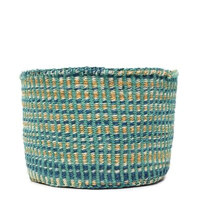 LETA: Turquoise & Gold Tie-Dye Woven Storage Basket