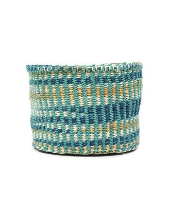 LETA : Panier de rangement tissé tie-dye turquoise et or 10